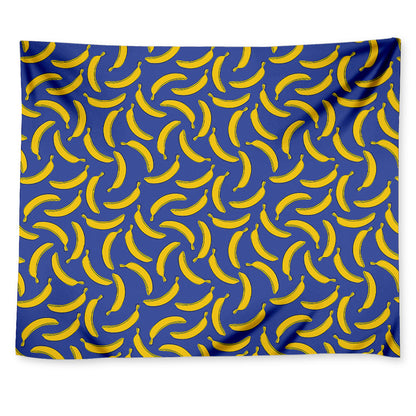 Blue And Yellow Banana Pattern Print Tapestry