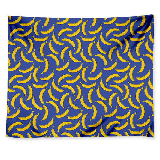 Blue And Yellow Banana Pattern Print Tapestry