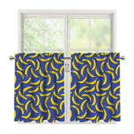 Blue And Yellow Banana Pattern Print Tier Curtains