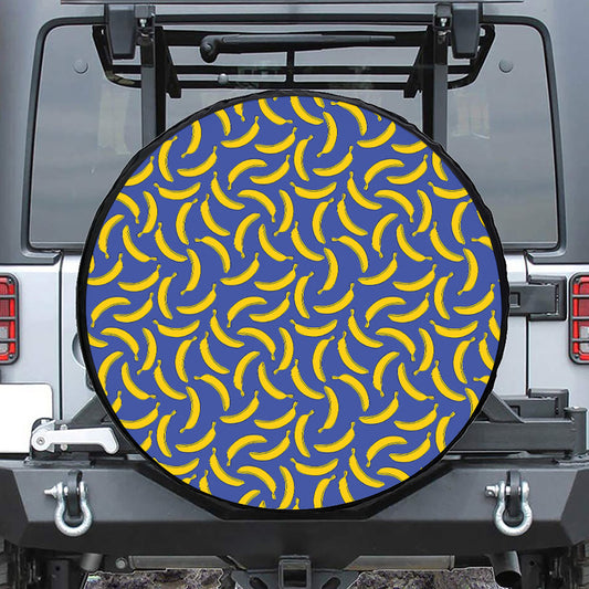 Blue And Yellow Banana Pattern Print Tire Cover