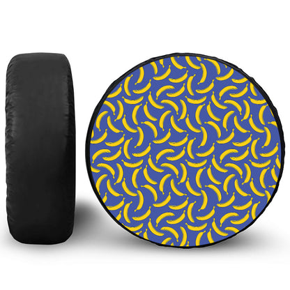 Blue And Yellow Banana Pattern Print Tire Cover