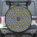 Blue And Yellow Banana Pattern Print Tire Cover With Camera Hole