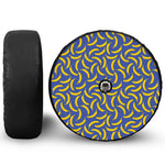 Blue And Yellow Banana Pattern Print Tire Cover With Camera Hole