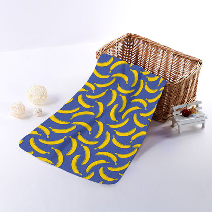 Blue And Yellow Banana Pattern Print Towel