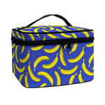 Blue And Yellow Banana Pattern Print Travel Makeup Bag