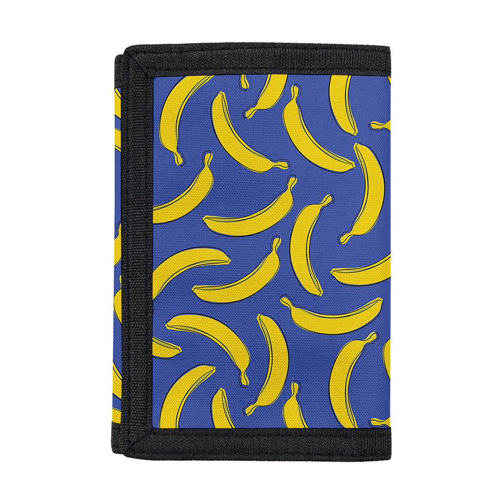 Blue And Yellow Banana Pattern Print Trifold Wallet
