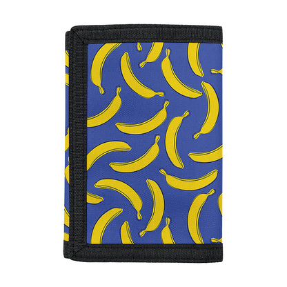 Blue And Yellow Banana Pattern Print Trifold Wallet