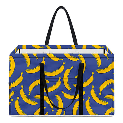 Blue And Yellow Banana Pattern Print Utility Tote Bag