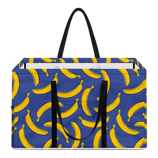 Blue And Yellow Banana Pattern Print Utility Tote Bag