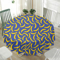 Blue And Yellow Banana Pattern Print Waterproof Round Tablecloth