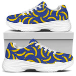 Blue And Yellow Banana Pattern Print White Chunky Shoes