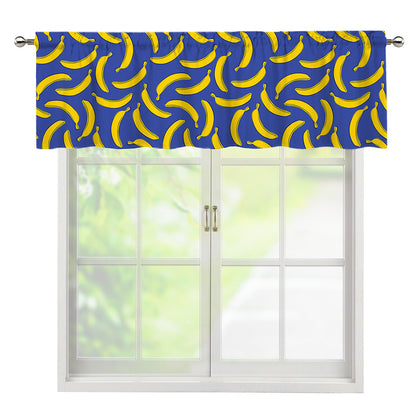 Blue And Yellow Banana Pattern Print Window Valance