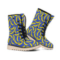 Blue And Yellow Banana Pattern Print Winter Boots
