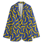 Blue And Yellow Banana Pattern Print Women's Blazer