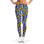 Blue And Yellow Banana Pattern Print Women's Leggings