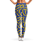 Blue And Yellow Banana Pattern Print Women's Leggings