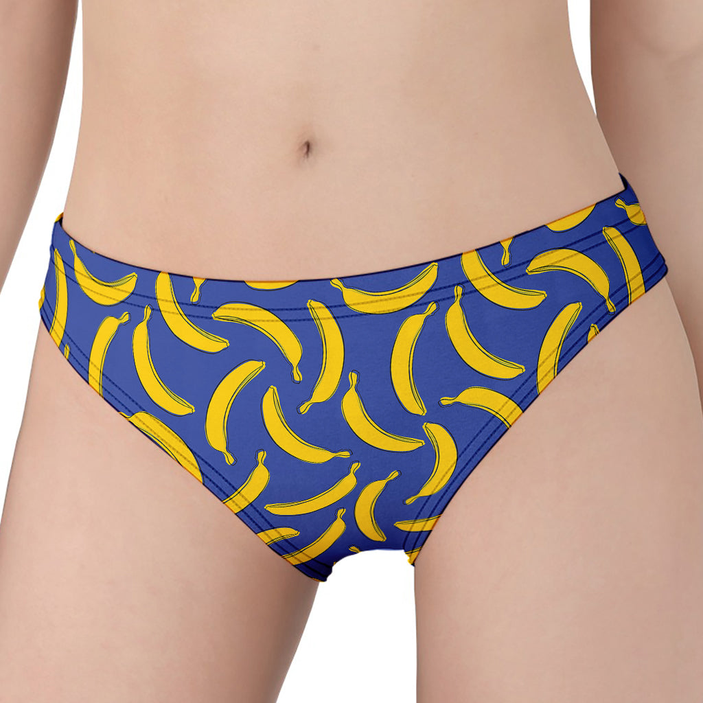 Blue And Yellow Banana Pattern Print Women's Panties