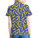 Blue And Yellow Banana Pattern Print Women's Polo Shirt