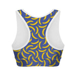 Blue And Yellow Banana Pattern Print Women's Sports Bra