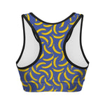 Blue And Yellow Banana Pattern Print Women's Sports Bra