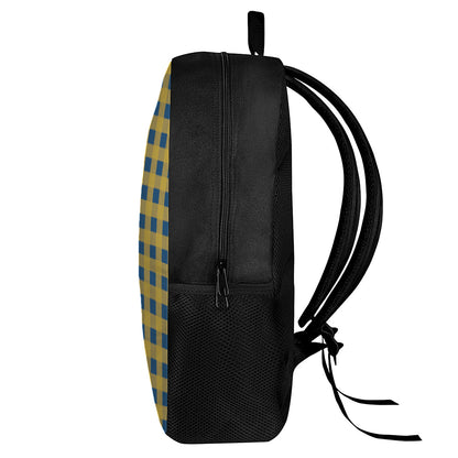 Blue And Yellow Buffalo Check Print 17 Inch Backpack