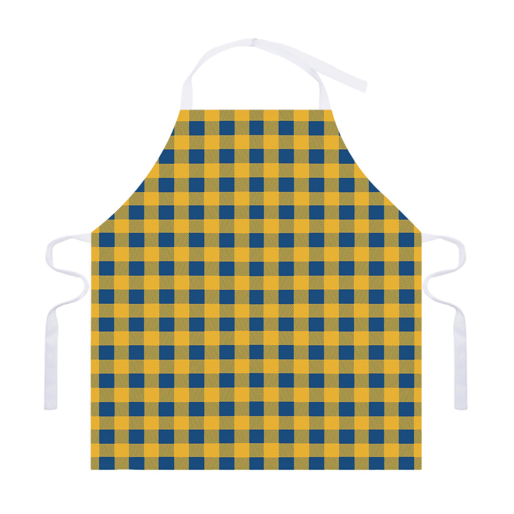 Blue And Yellow Buffalo Check Print Adjustable Apron