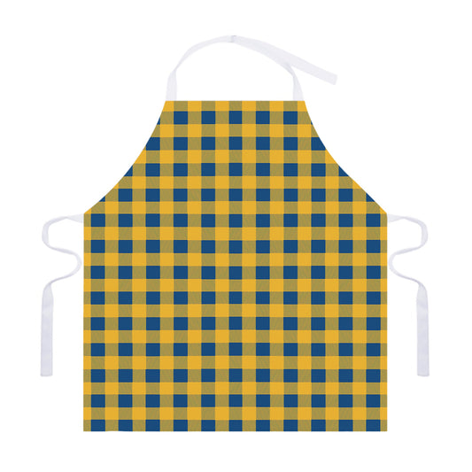 Blue And Yellow Buffalo Check Print Adjustable Apron