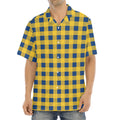 Blue And Yellow Buffalo Check Print Aloha Shirt