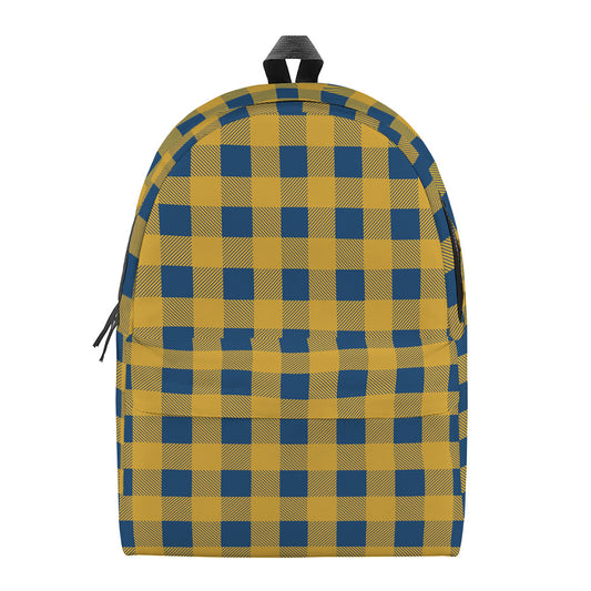 Blue And Yellow Buffalo Check Print Backpack