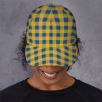 Blue And Yellow Buffalo Check Print Baseball Cap