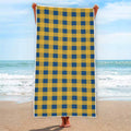 Blue And Yellow Buffalo Check Print Beach Towel