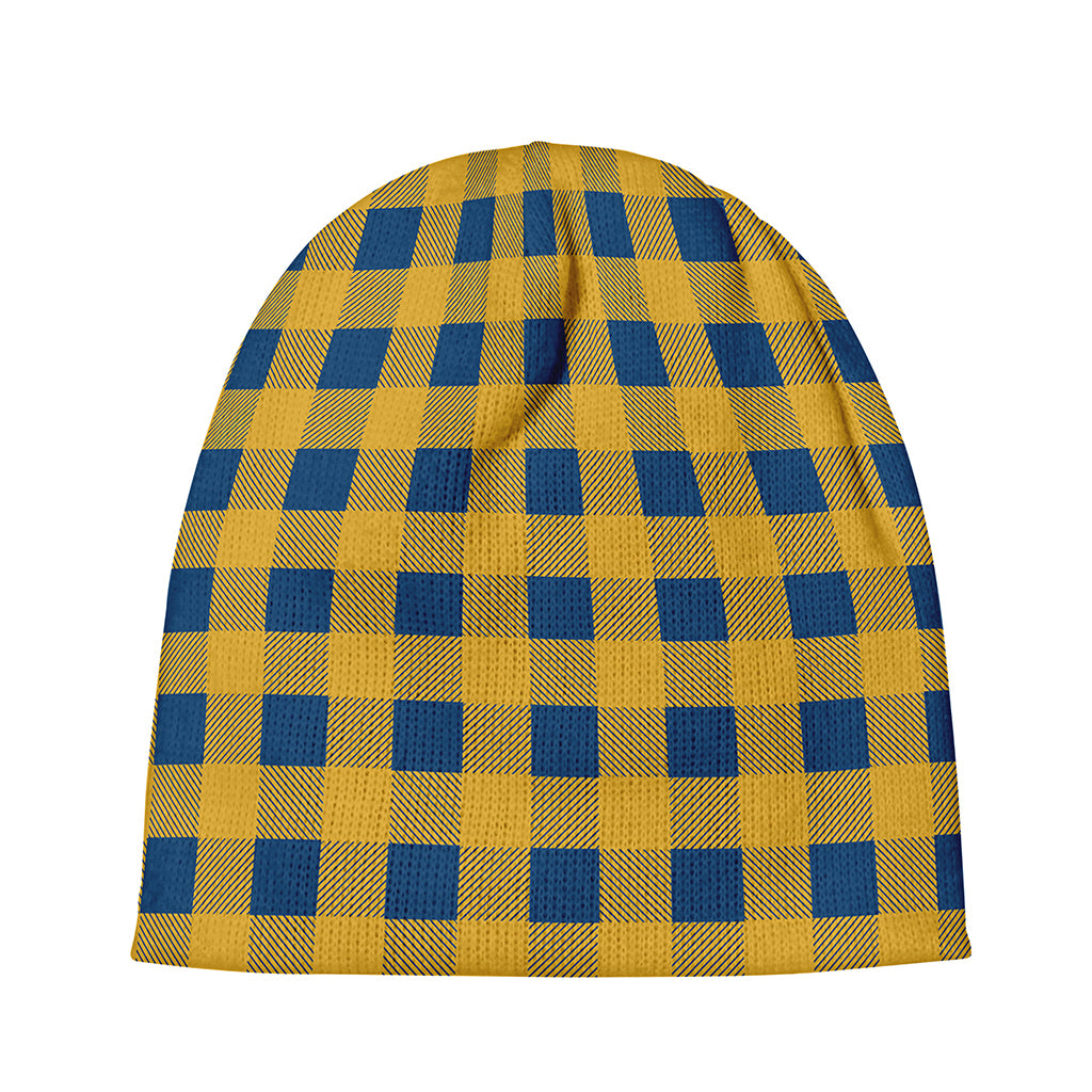 Blue And Yellow Buffalo Check Print Beanie
