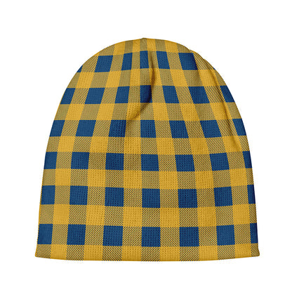 Blue And Yellow Buffalo Check Print Beanie