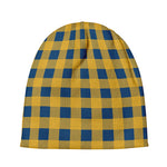 Blue And Yellow Buffalo Check Print Beanie