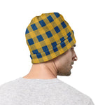Blue And Yellow Buffalo Check Print Beanie