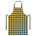 Blue And Yellow Buffalo Check Print Bib Apron With Pocket