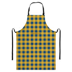 Blue And Yellow Buffalo Check Print Bib Apron With Pocket