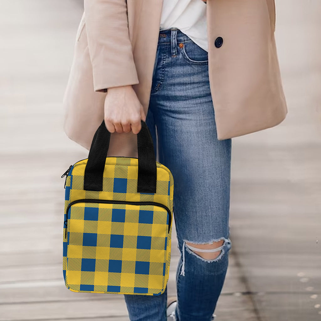 Blue And Yellow Buffalo Check Print Bible Tote Bag