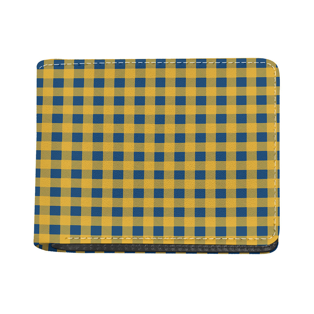 Blue And Yellow Buffalo Check Print Bifold Wallet