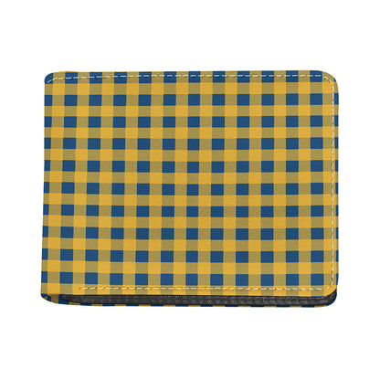 Blue And Yellow Buffalo Check Print Bifold Wallet