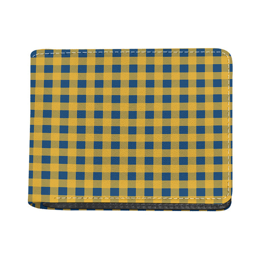 Blue And Yellow Buffalo Check Print Bifold Wallet