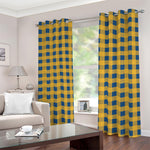 Blue And Yellow Buffalo Check Print Blackout Grommet Curtains