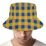 Blue And Yellow Buffalo Check Print Bucket Hat