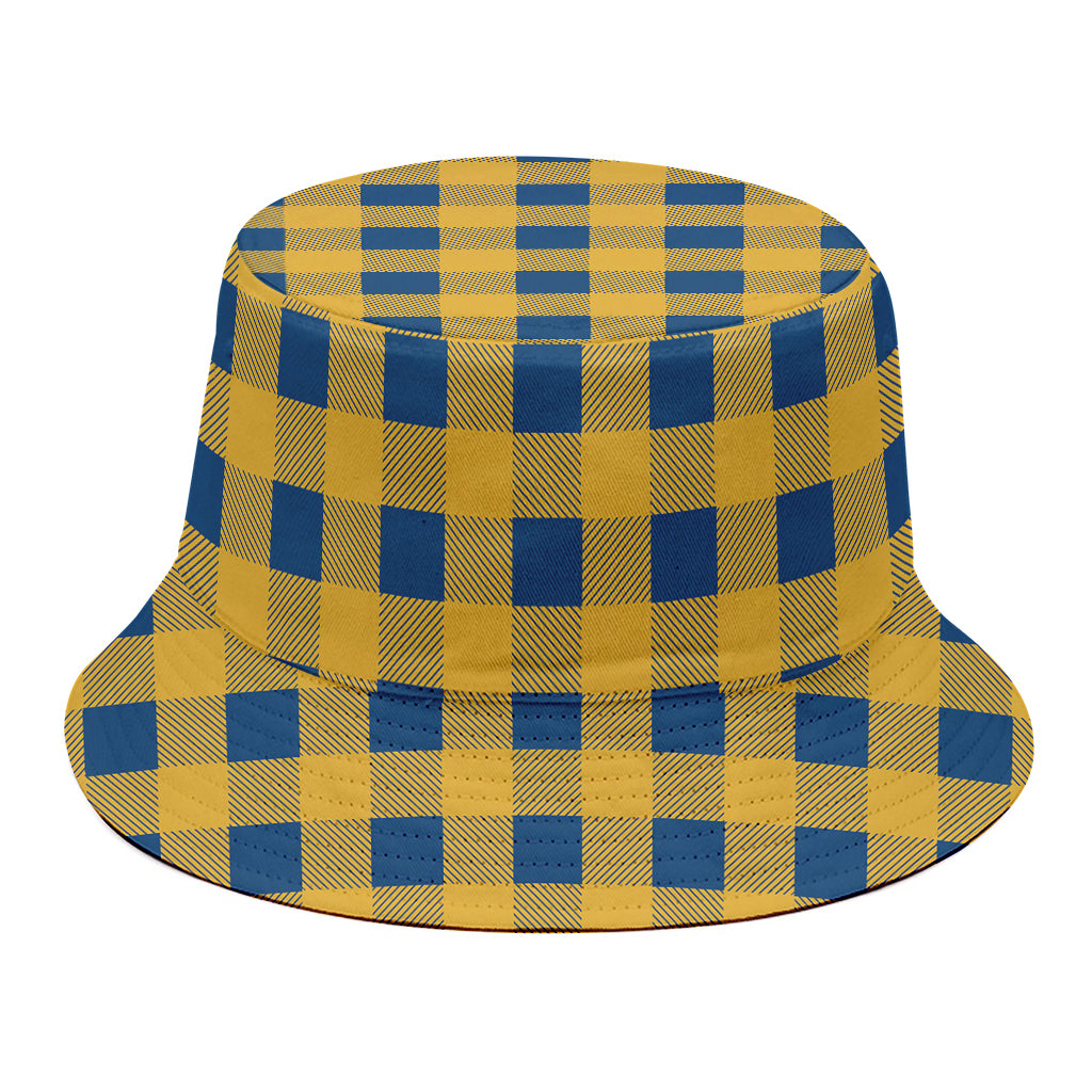 Blue And Yellow Buffalo Check Print Bucket Hat
