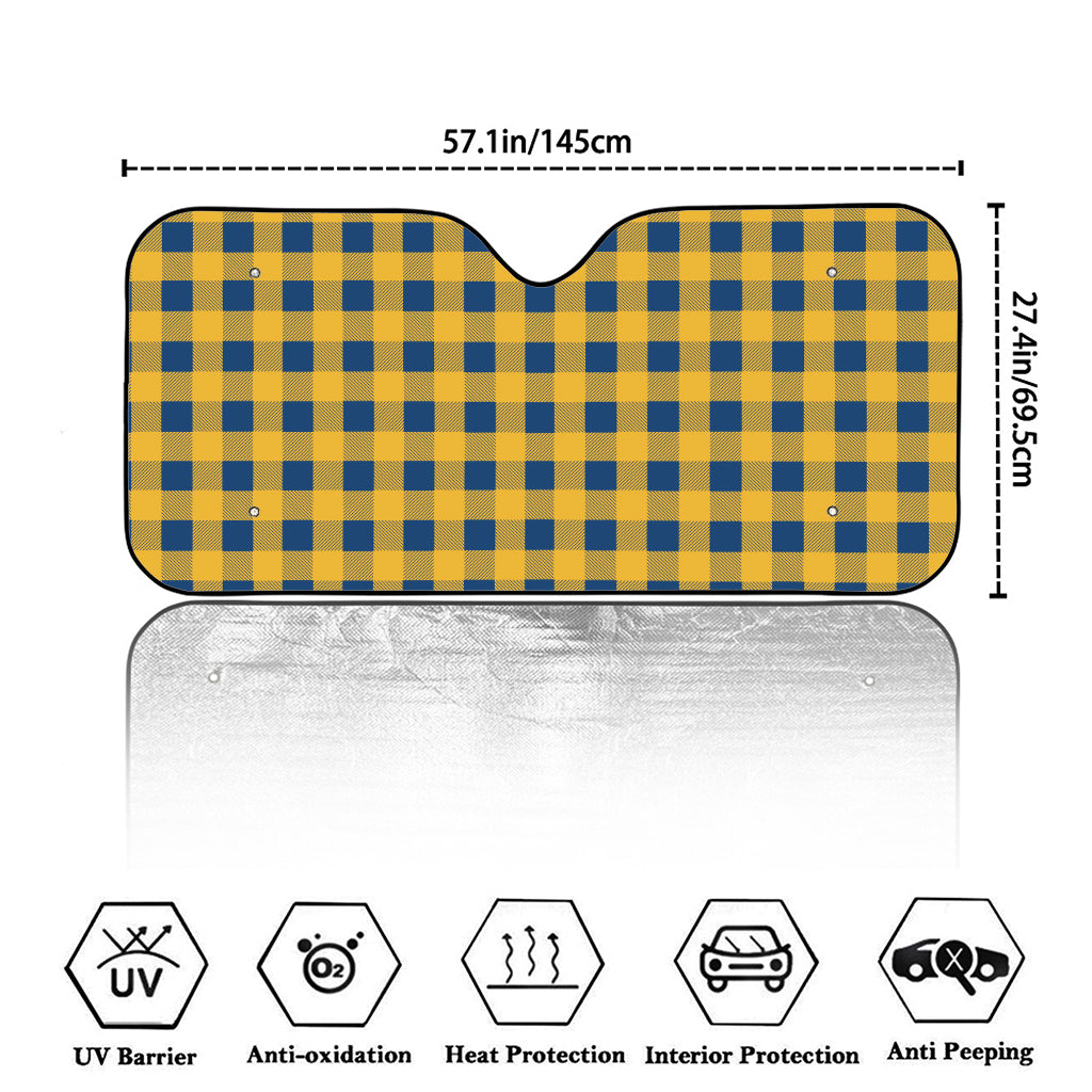 Blue And Yellow Buffalo Check Print Car Windshield Sun Shade