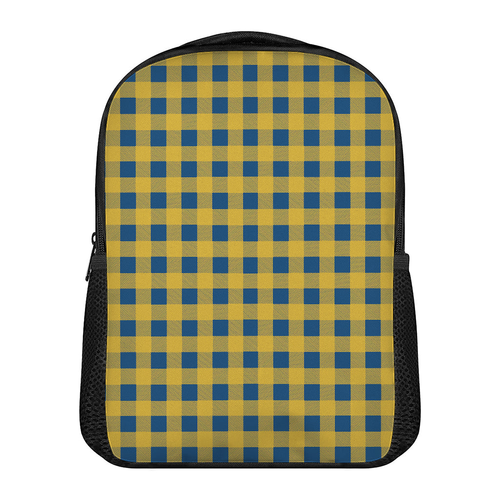 Blue And Yellow Buffalo Check Print Casual Backpack