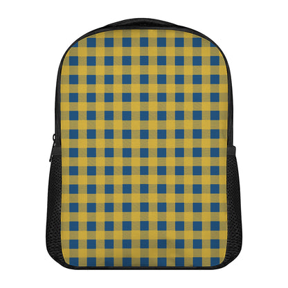 Blue And Yellow Buffalo Check Print Casual Backpack