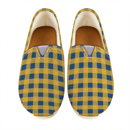 Blue And Yellow Buffalo Check Print Casual Shoes