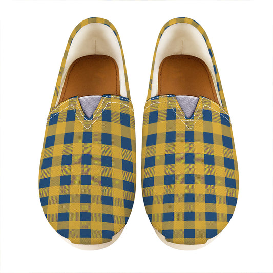 Blue And Yellow Buffalo Check Print Casual Shoes