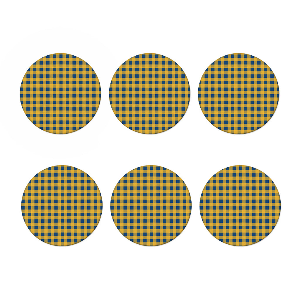 Blue And Yellow Buffalo Check Print Coaster Set